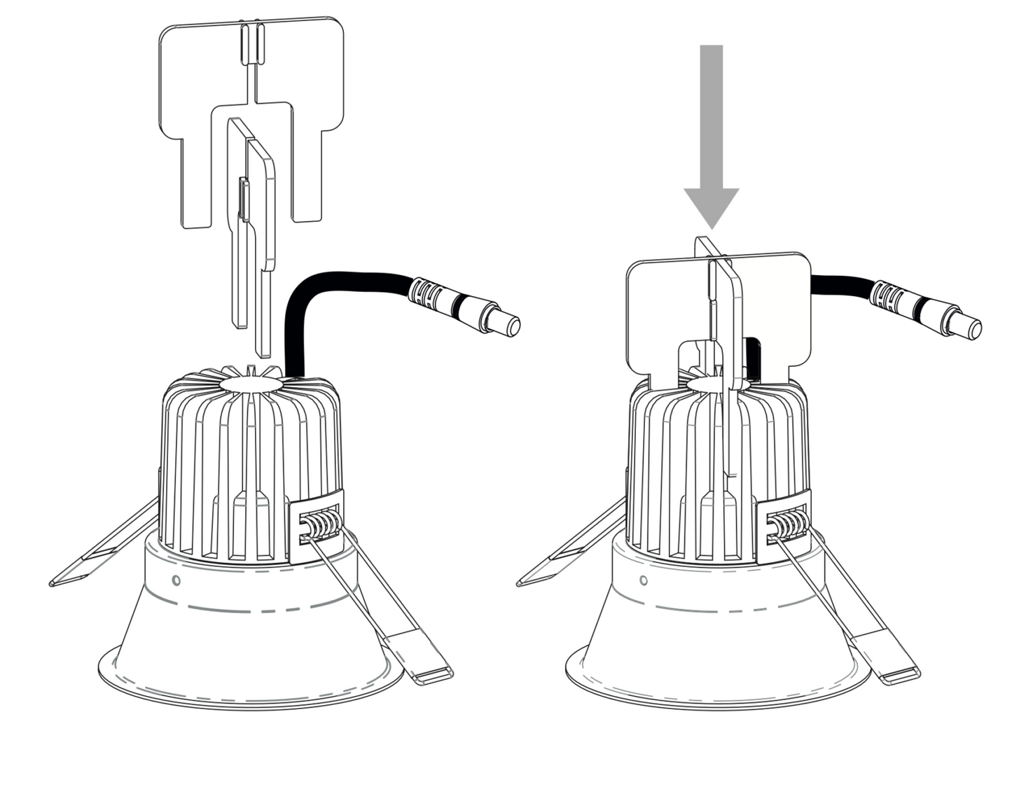 Line drawing of two devices with hoses and connectors on a white background