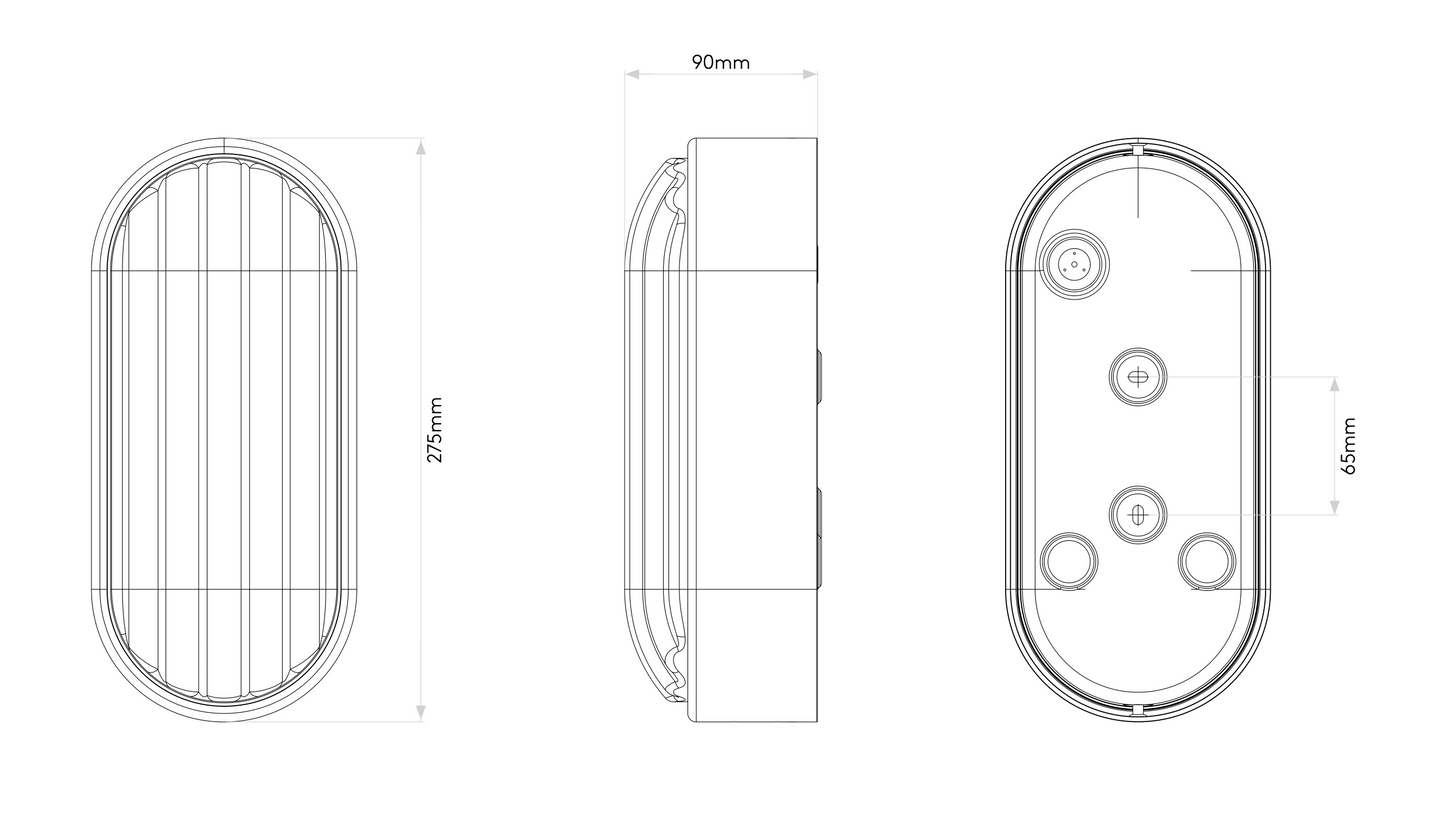 Montreal Oval Wall Light, Black, E27, IP44