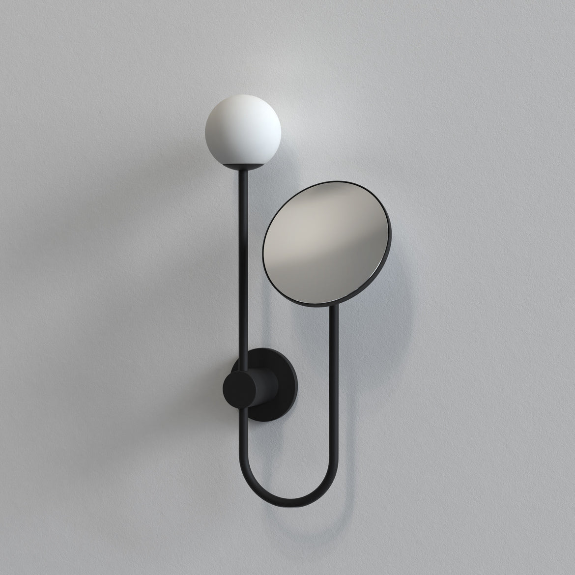 Orb Wall Light with Mirror, Black, G9, IP44