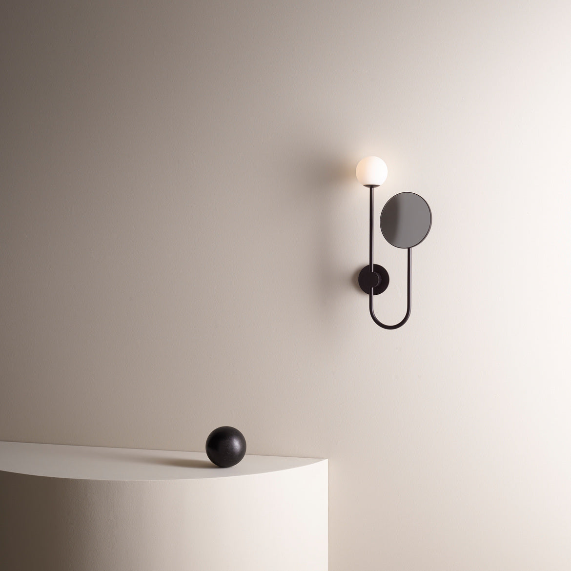 Orb Wall Light with Mirror, Black, G9, IP44