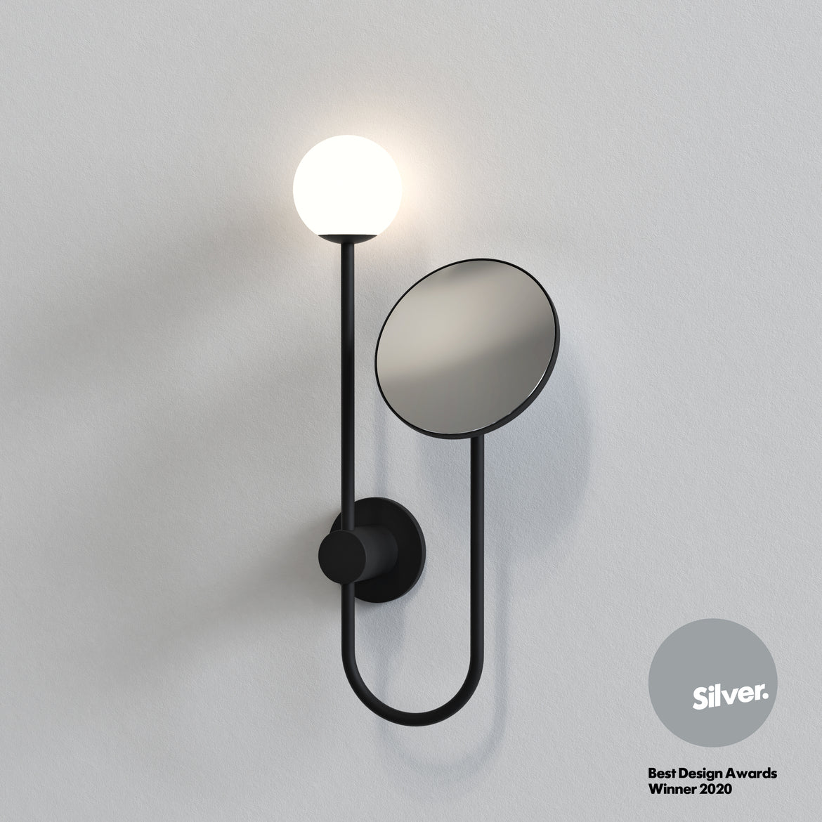 Orb Wall Light with Mirror, Black, G9, IP44