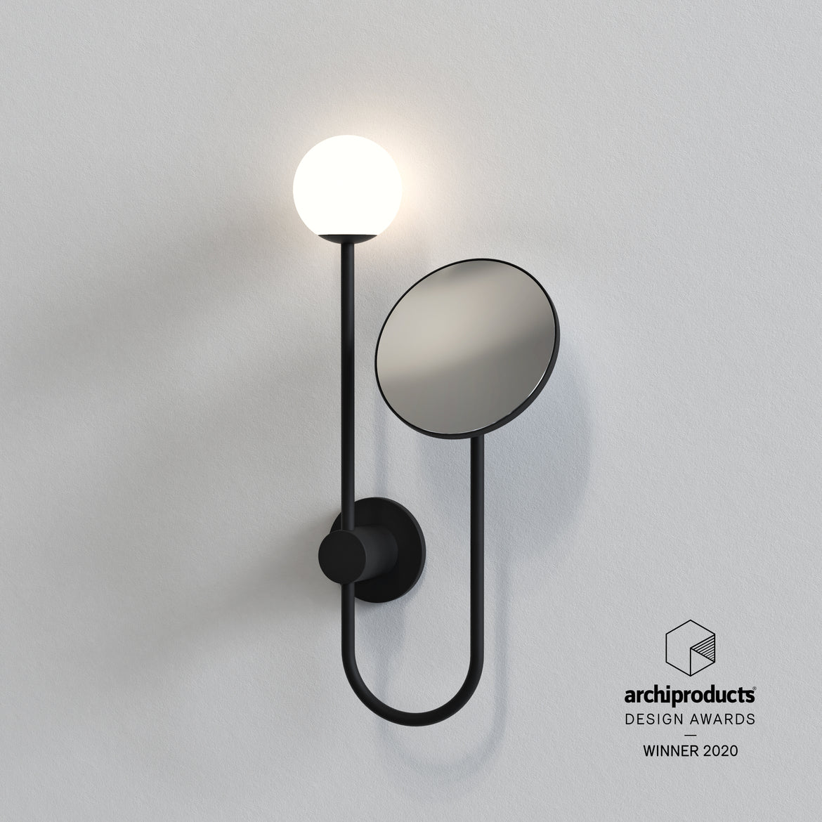 Orb Wall Light with Mirror, Black, G9, IP44