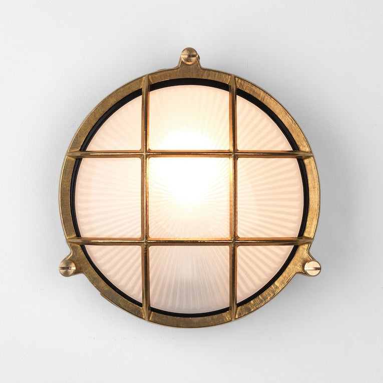 Thurso Wall Light, Round, Cast Brass, E27, IP44