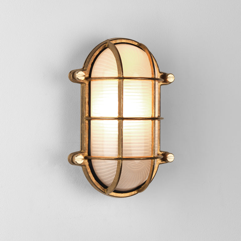 Thurso Wall Light, Oval, Cast Brass, E27, IP44