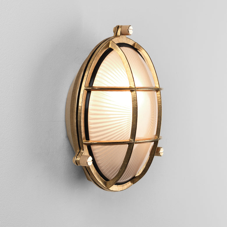 Thurso Wall Light, Round, Cast Brass, E27, IP44