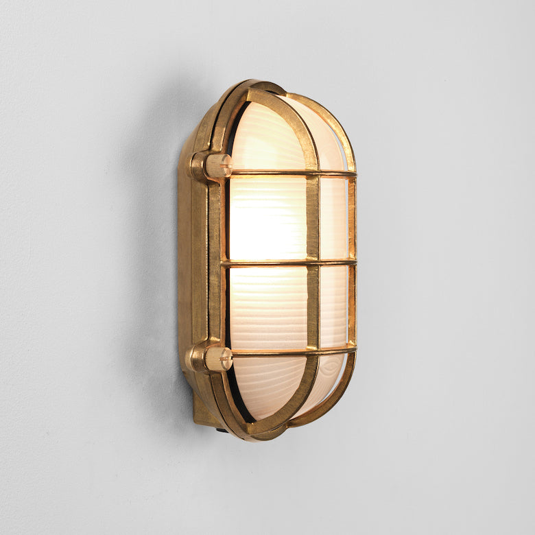 Thurso Wall Light, Oval, Cast Brass, E27, IP44