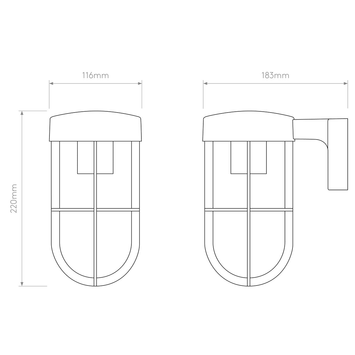 Cabin Wall Light, Clear Glass, E27, IP44