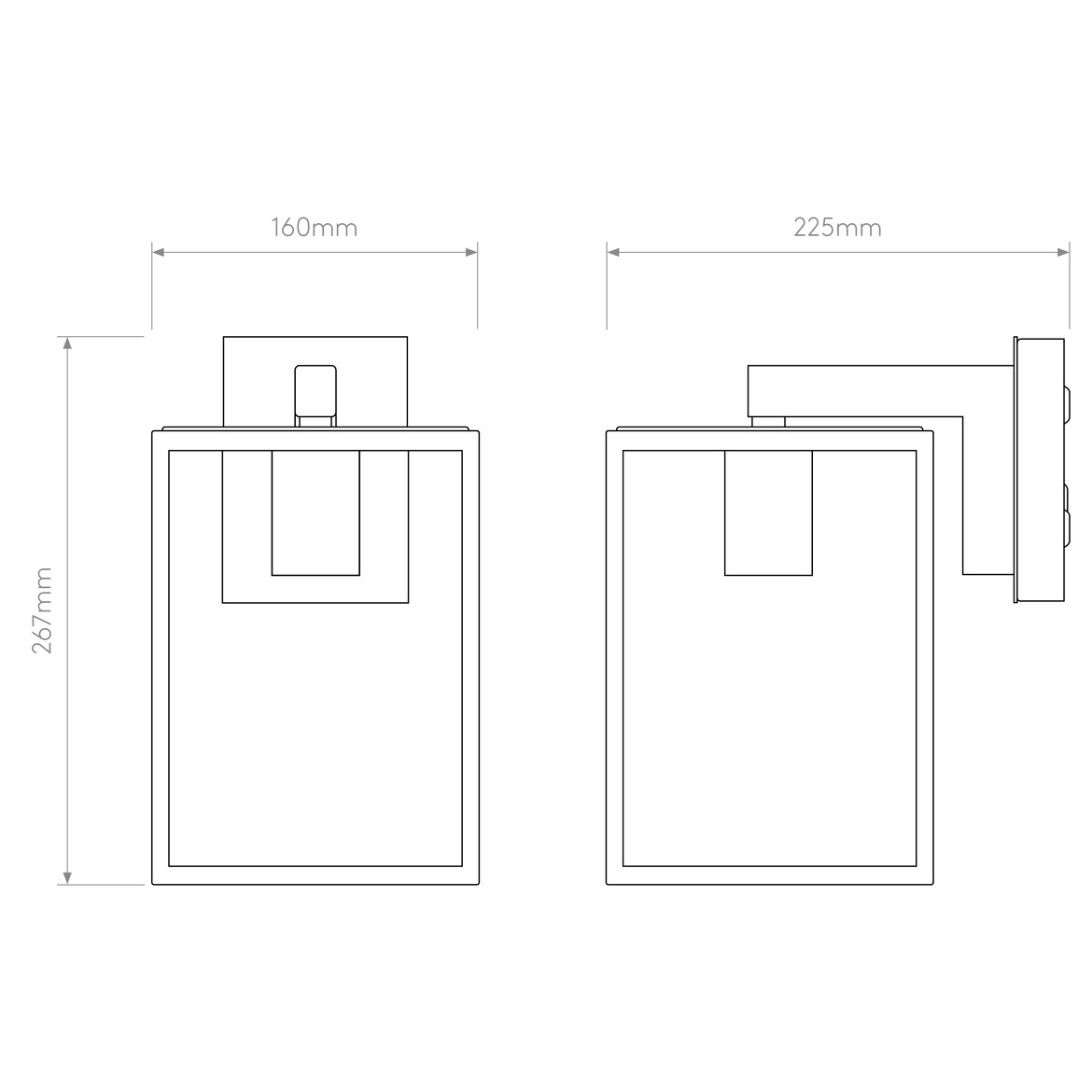 Box Wall Light, E27, IP23