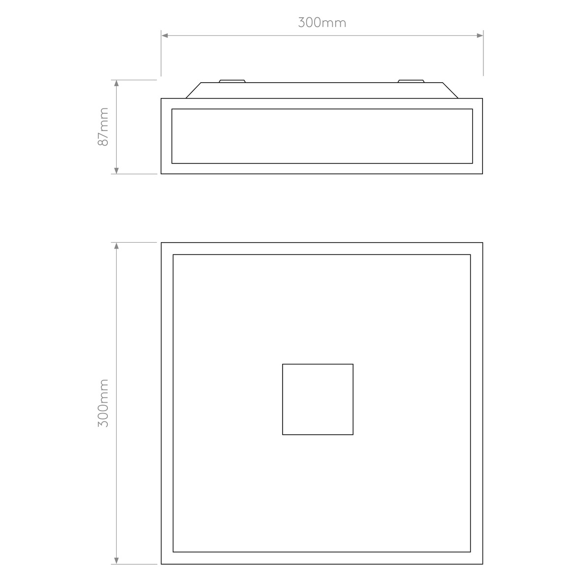 Mashiko 300 Medium Square Ceiling, Chrome, E27, IP44