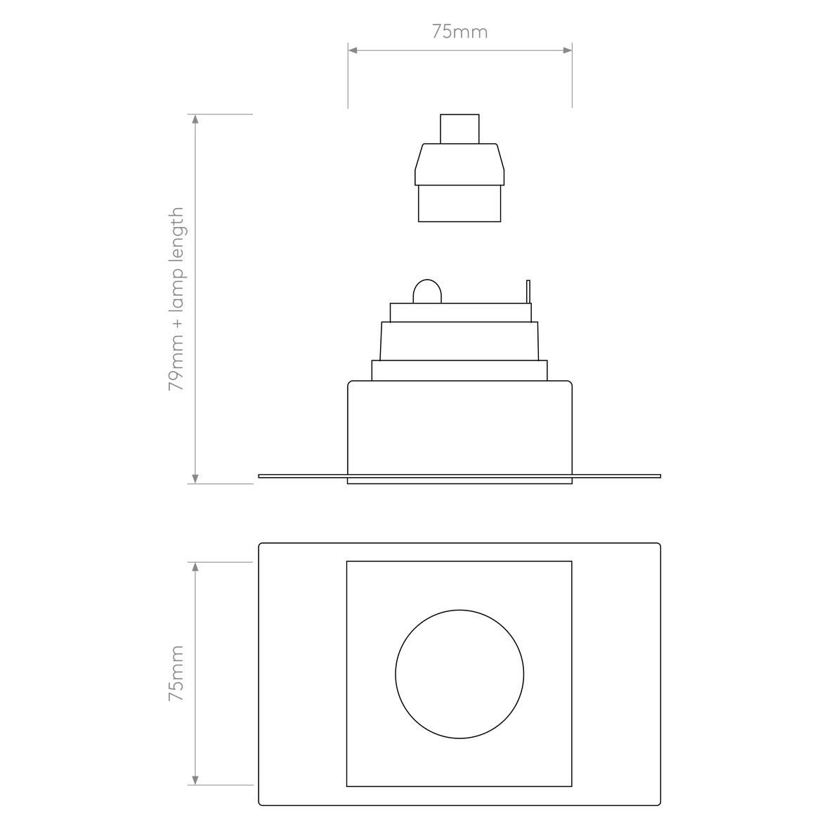 Terry Trimless Square Downlight, Fixed, GU10, IP20