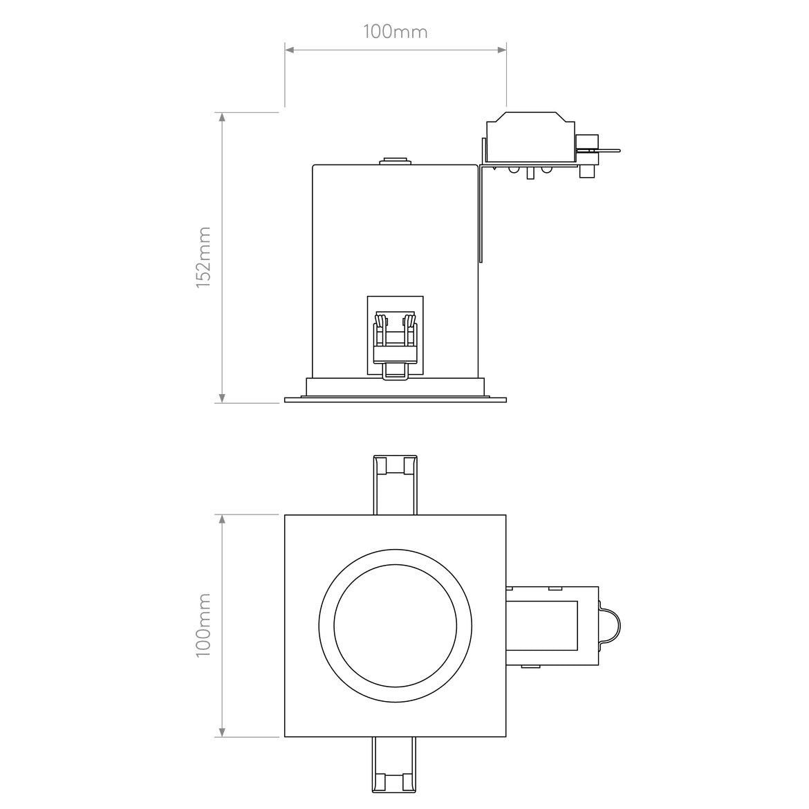 Taro Square Downlight, White, GU10, IP20, Fire Rated