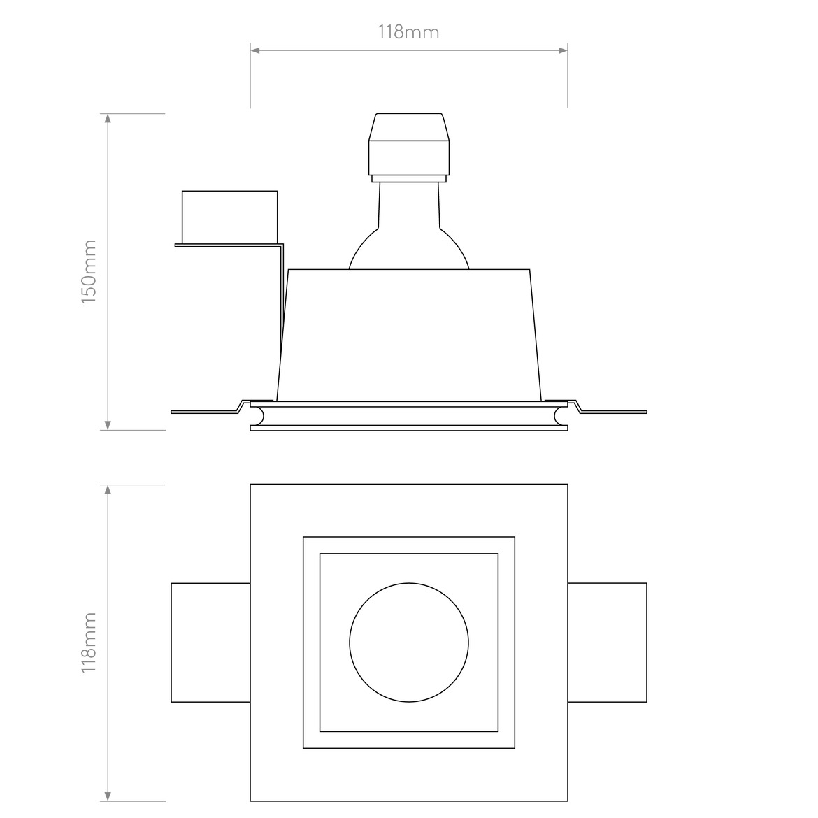 Blanco Square Downlight, Plastered In, GU10, IP20