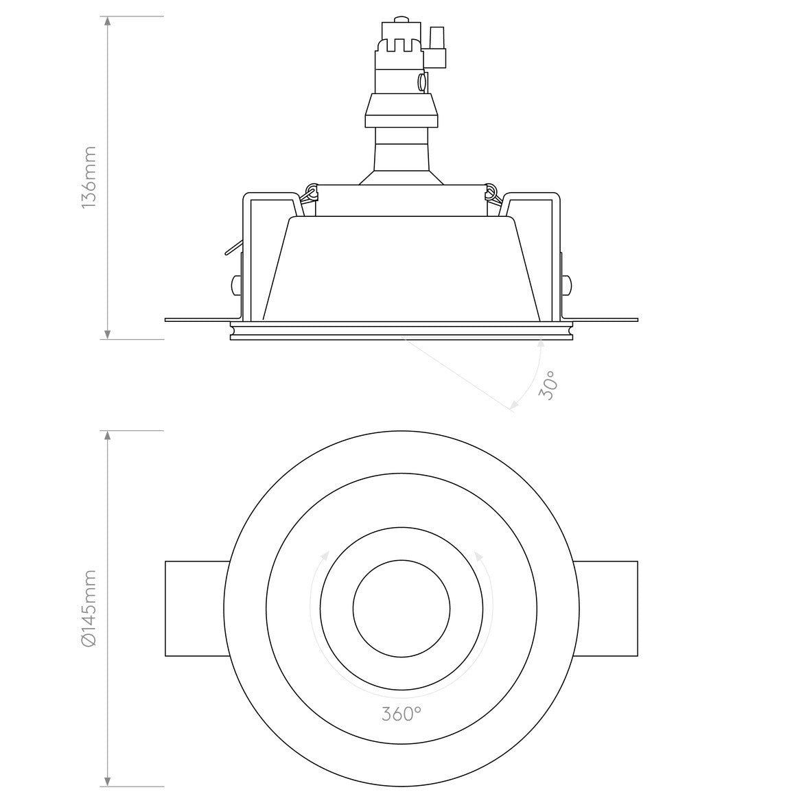 Blanco Round Downlight, Plastered In, GU10, IP20