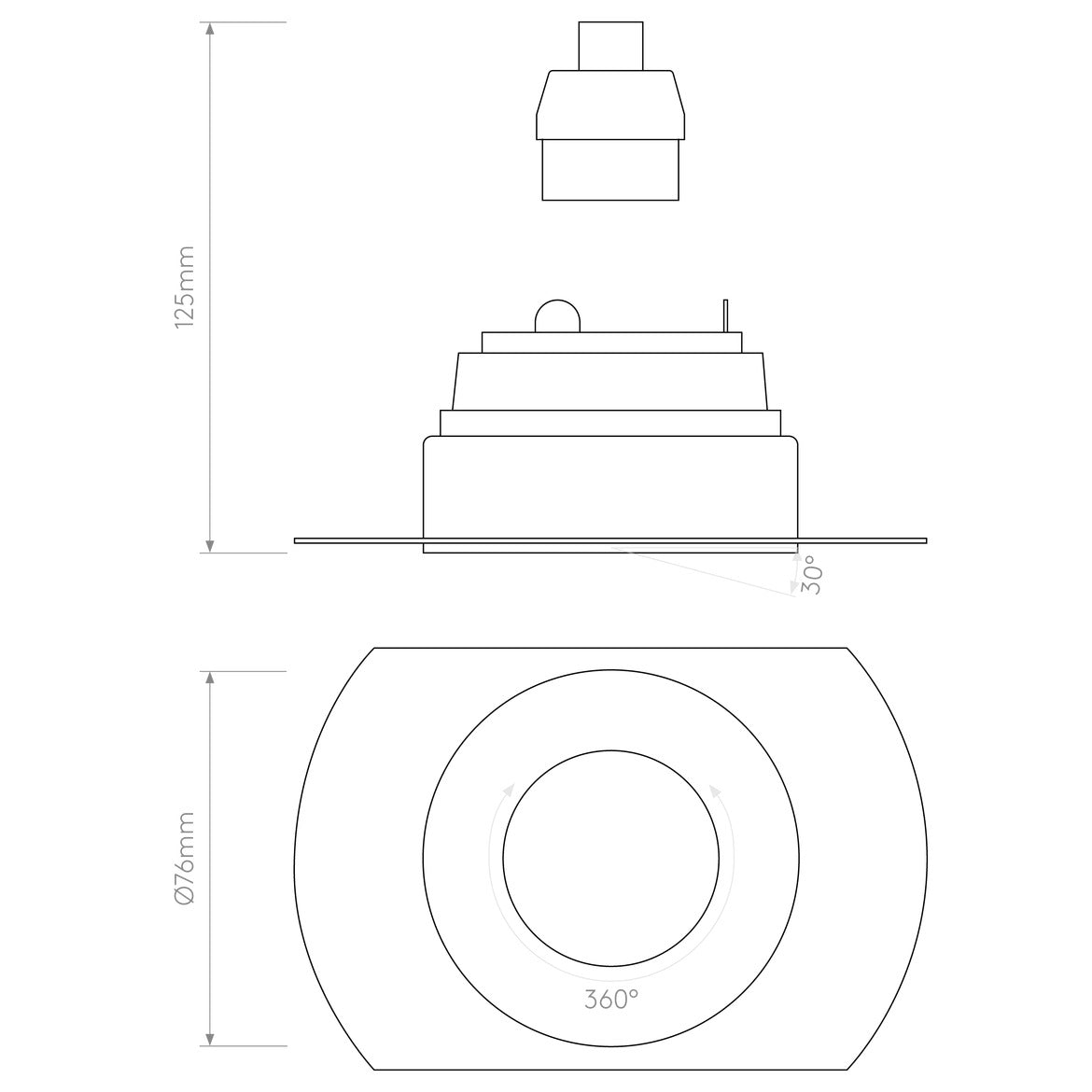 Terry Trimless Round Downlight, Adjustable, GU10, IP20