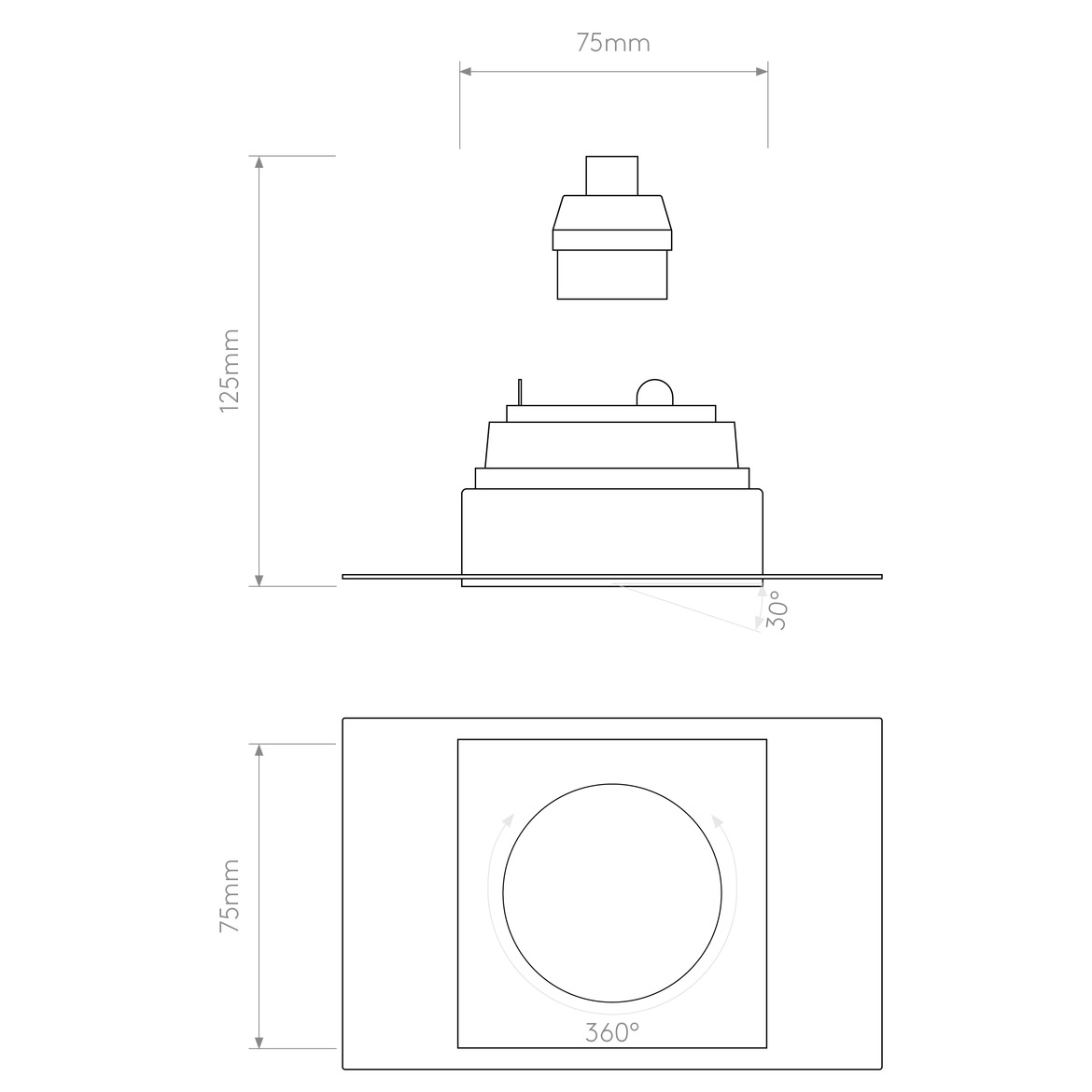 Terry Trimless Square Downlight, Adjustable, GU10, IP20