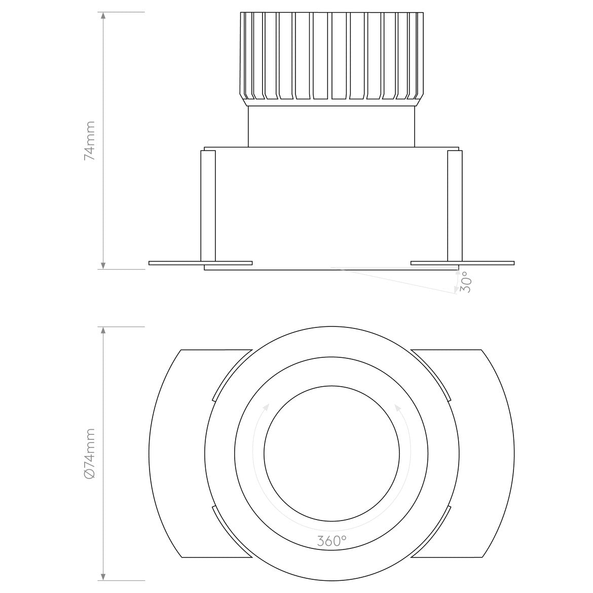 Terry Trimless Round Downlight, LED, IP20