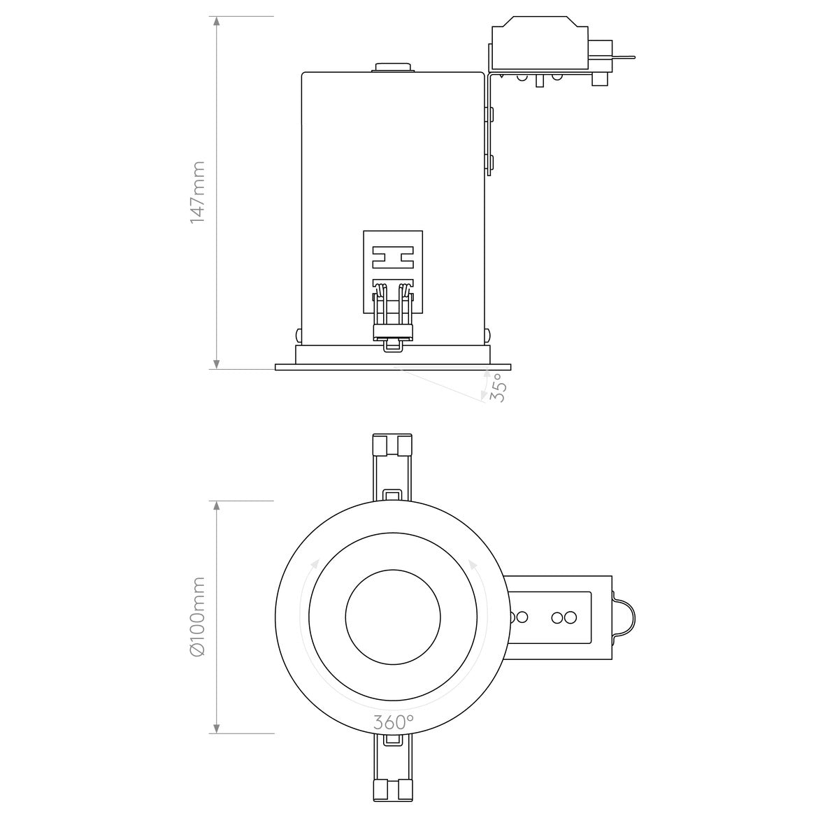 Taro Round Downlight, White, Adjustable, GU10, IP20, Fire Rated