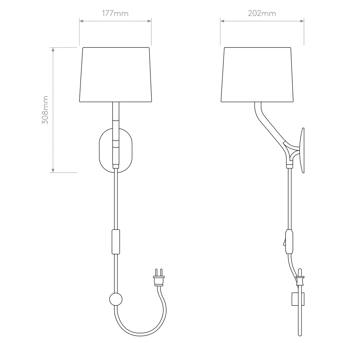 Arbor Reading Wall Light, Black, Plug In, E14, IP20