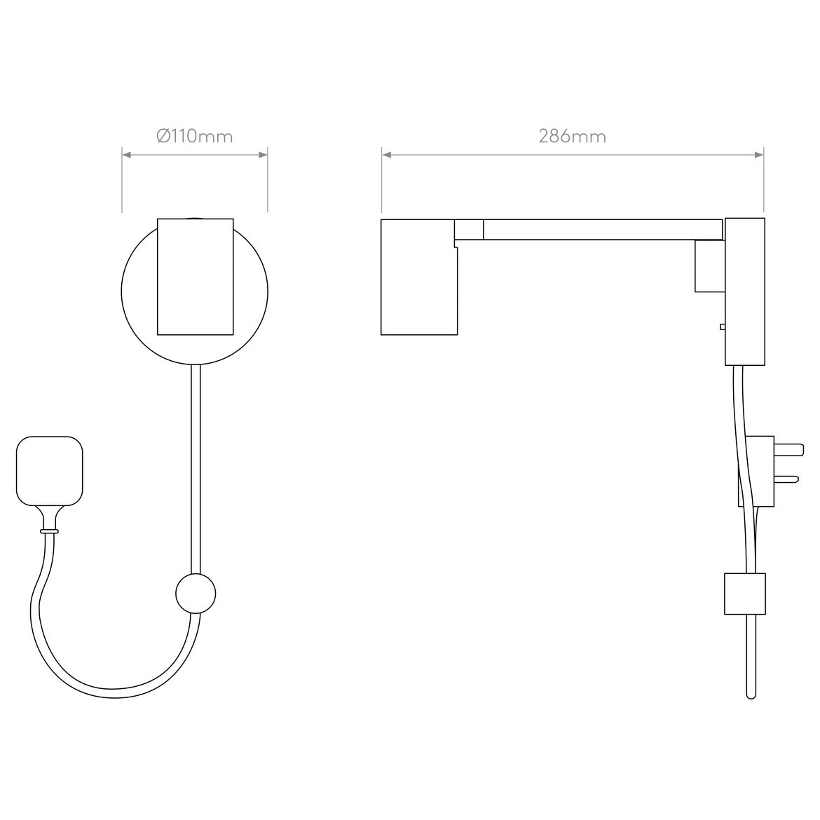 Ascoli Reading Wall Light, Plug In Swing Arm, GU10, IP20