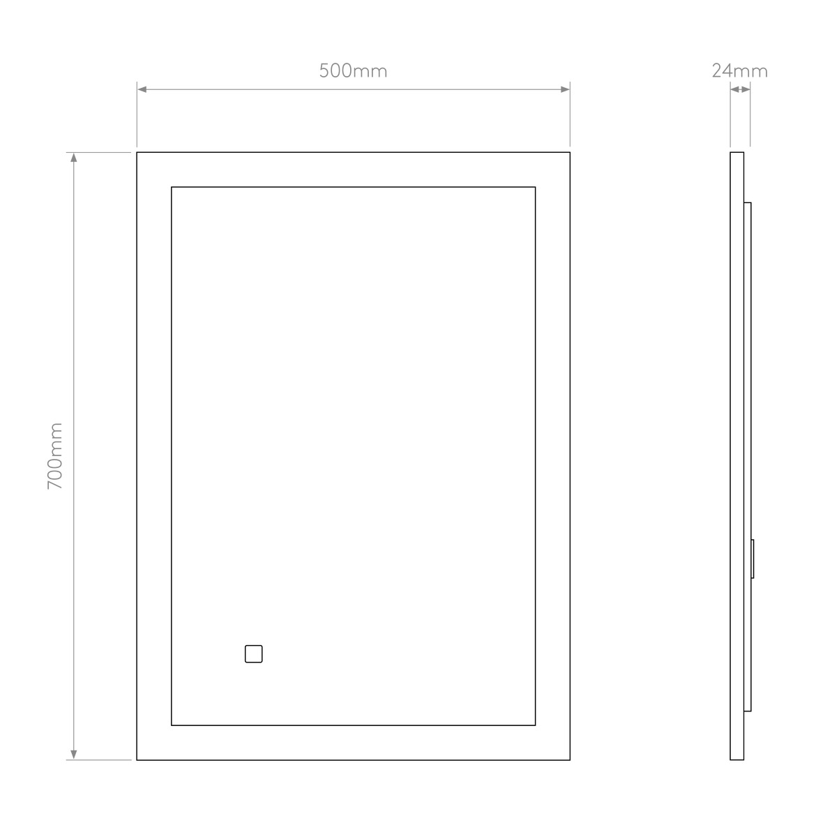 Ascot Illuminated Mirror, Rectangle 70, LED, Variable Kelvins, NO DIM, IP44