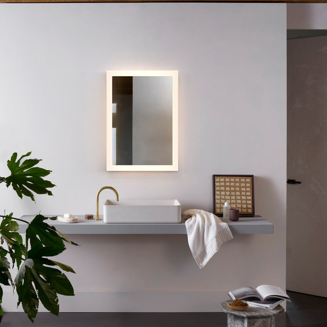 Ascot Illuminated Mirror, Rectangle 80, LED, Variable Kelvins, NO DIM, IP44