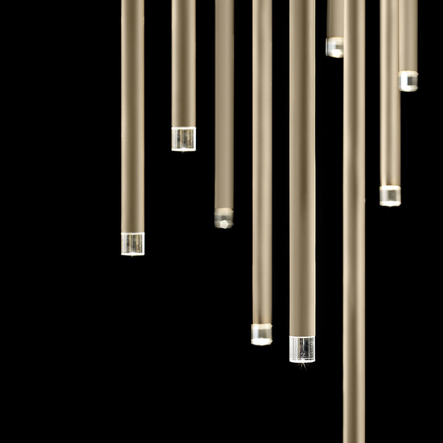 Lodes A-Tube Nano pendant in champagne finish with black background