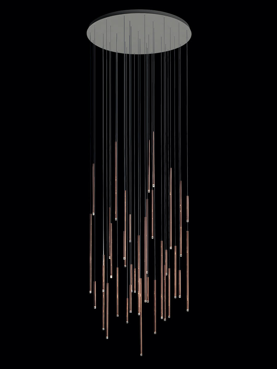 Lodes A-Tube Nano cluster chandelier in terra finish with black background
