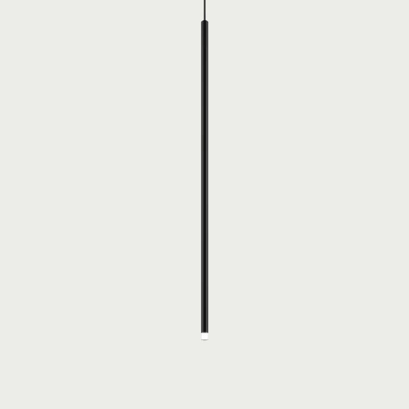 Lodes A-Tube Nano large pendant in black with grey background and black cable
