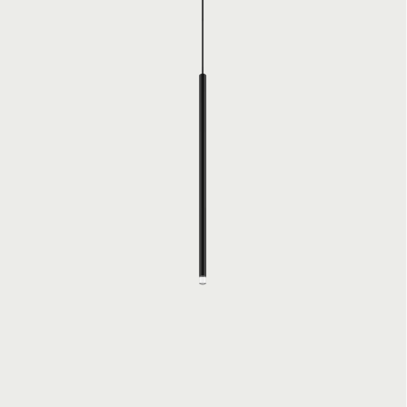 Lodes A-Tube Nano medium pendant in black with grey background and black cable