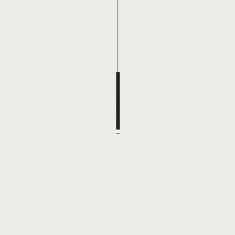 Lodes A-Tube Nano small pendant in black with grey background and black cable