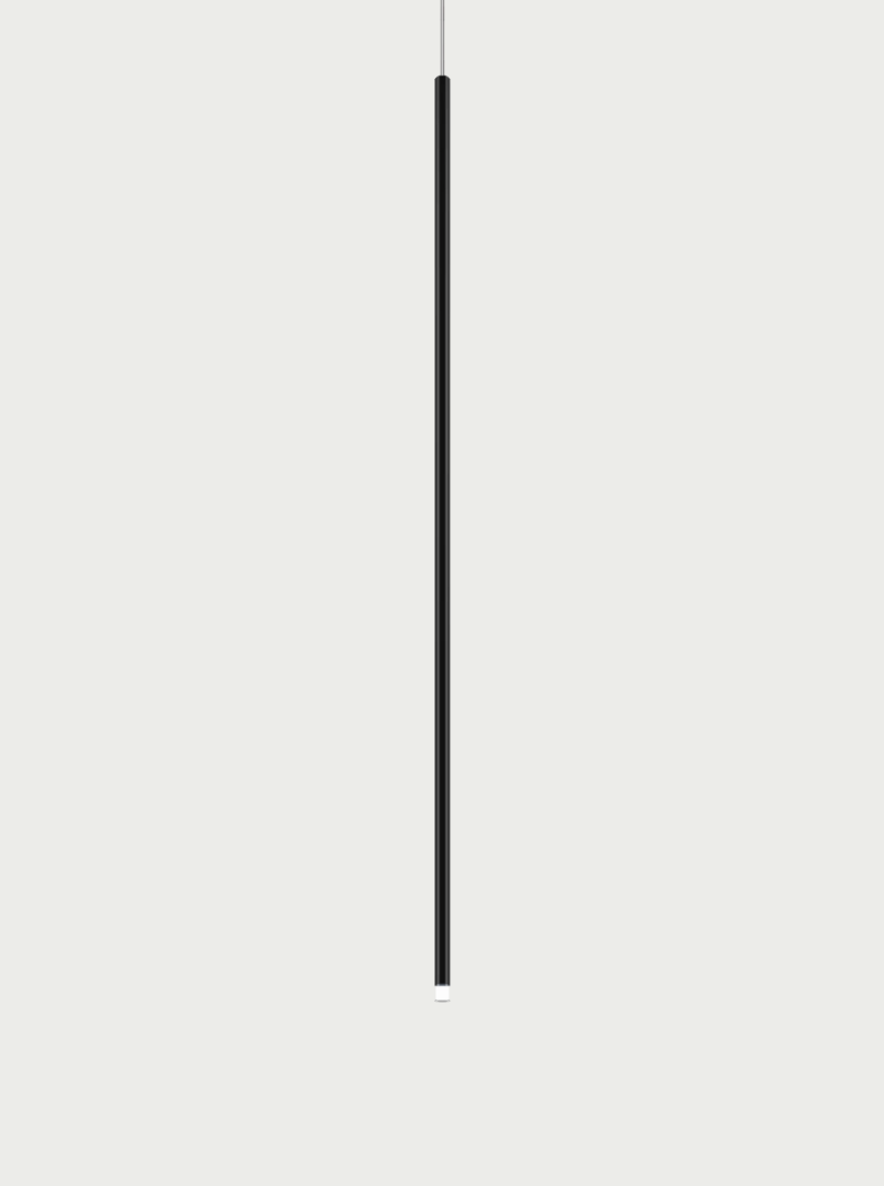 Lodes A-Tube Nano XL pendant in black with grey background and clear cable