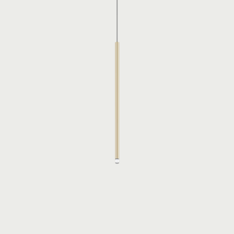 Lodes A-Tube Nano medium pendant in gold with grey background and clear cable