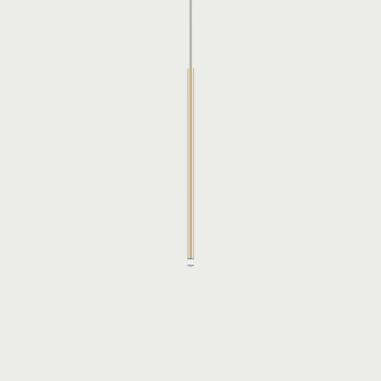 Lodes A-Tube Nano medium pendant in gold with grey background and clear cable