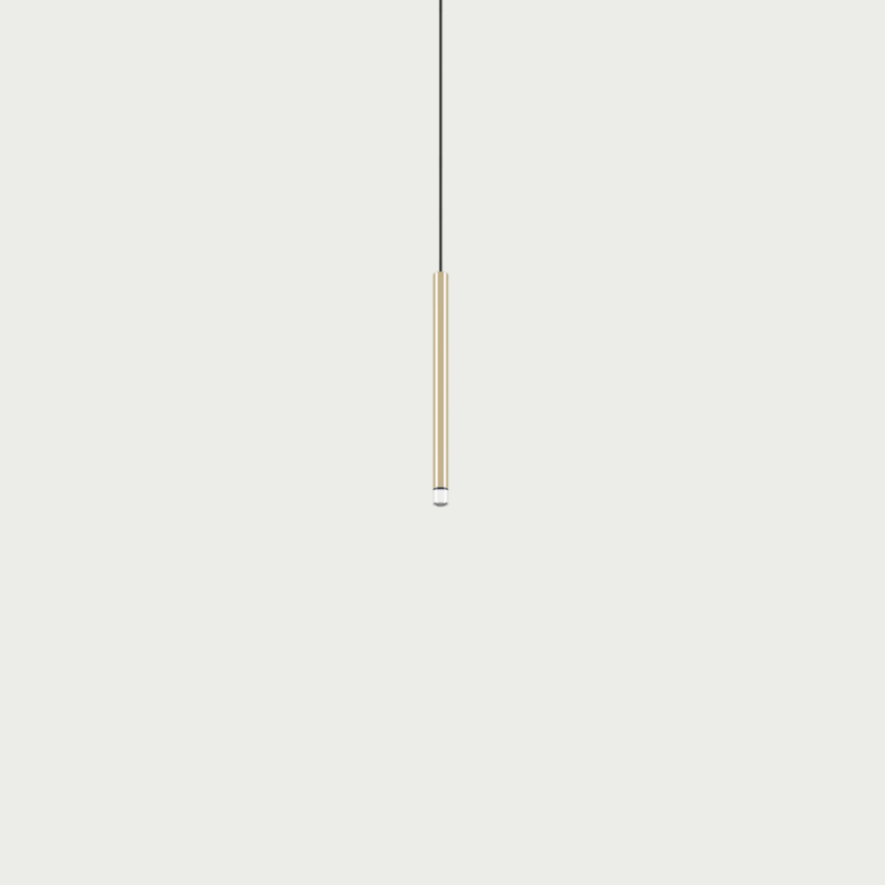 Lodes A-Tube Nano small pendant in gold with grey background and black cable