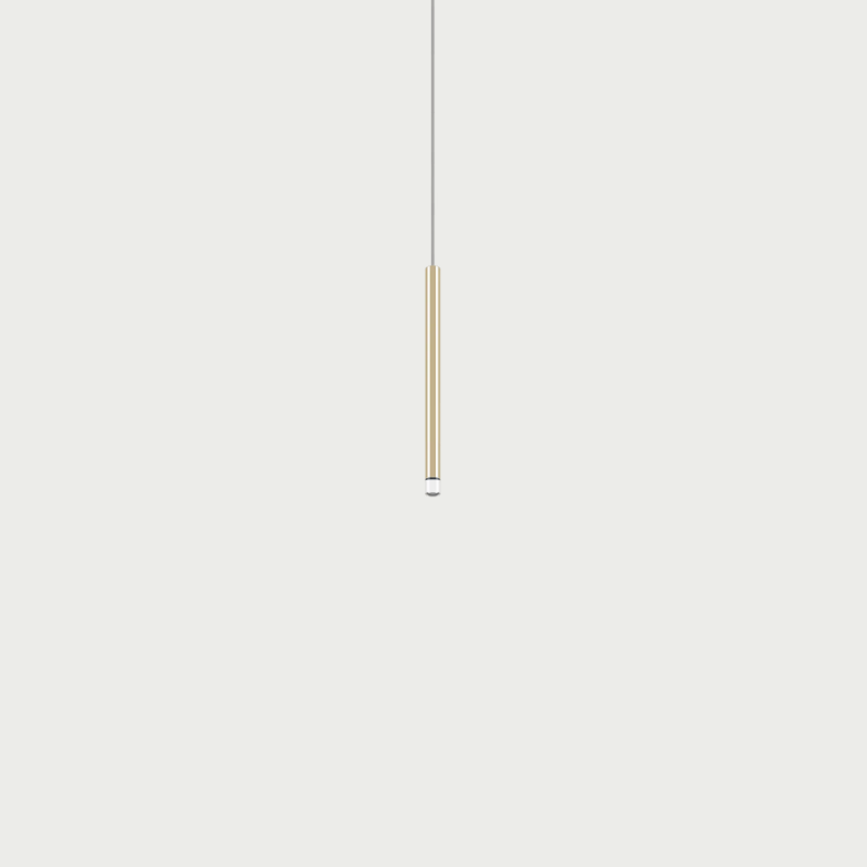 Lodes A-Tube Nano small pendant in gold with grey background and clear cable