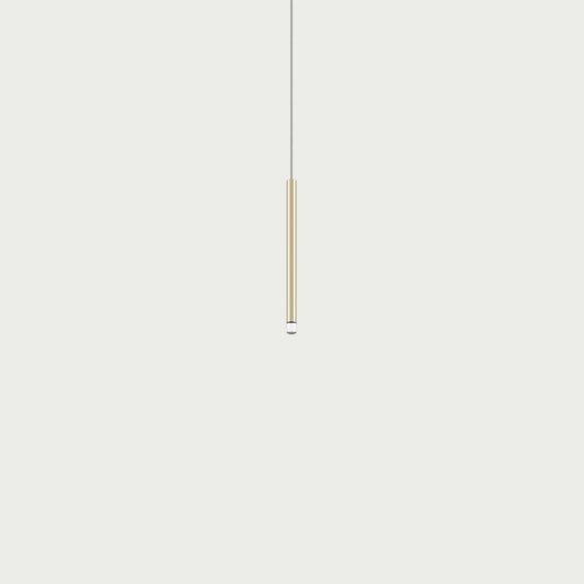 Lodes A-Tube Nano small pendant in gold with grey background and clear cable