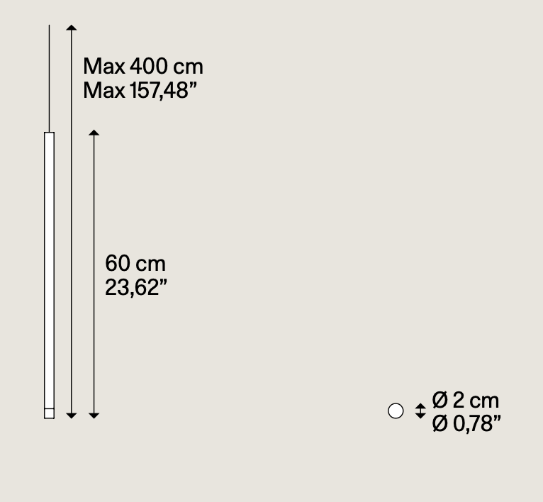 Lodes A-Tube Nano Medium pendant technical drawing