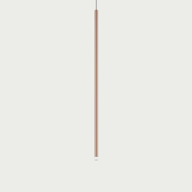 Lodes A-Tube Nano large pendant in terra with grey background and clear cable