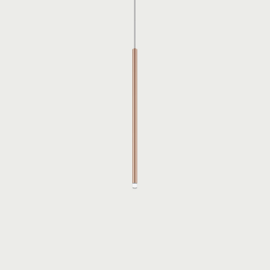 Lodes A-Tube Nano medium pendant in terra with grey background and clear cable