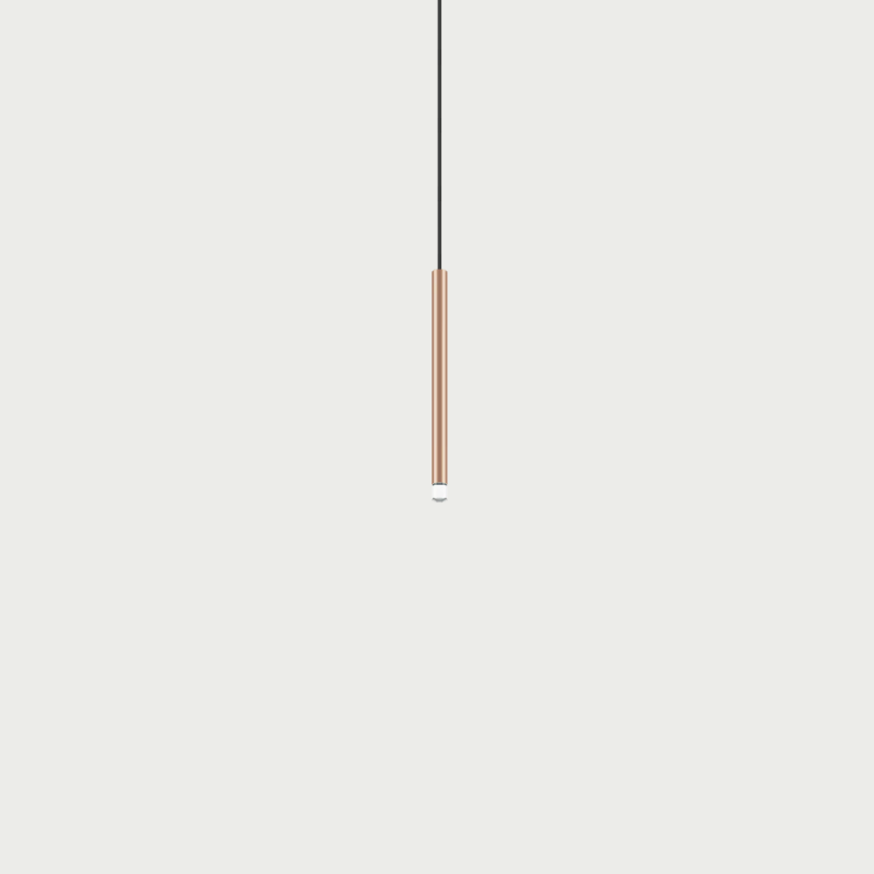 Lodes A-Tube Nano small pendant in terra with grey background and black cable