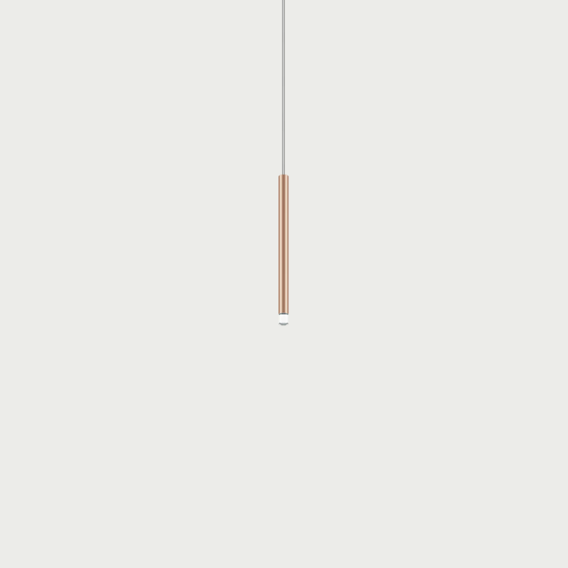 Lodes A-Tube Nano small pendant in terra with grey background and clear cable