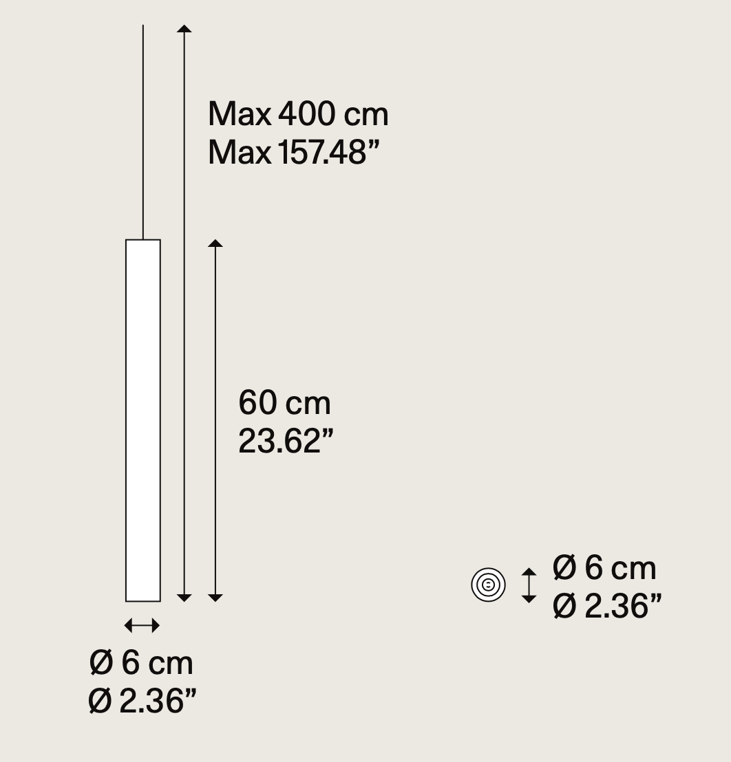 A-Tube Pendant, 60 cm L, White, GU10, IP20