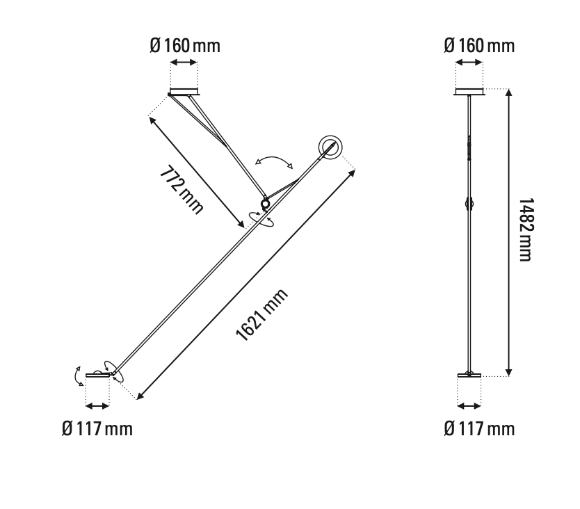 DWC Editions Aaro ceiling light technical drawing