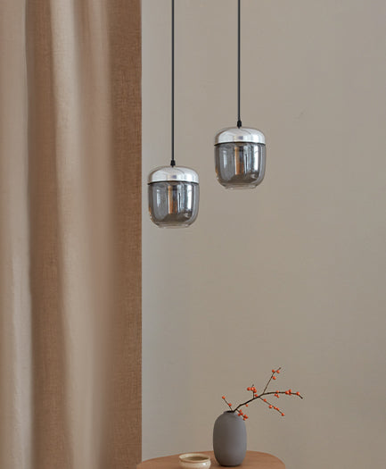 LAMPSHADE, Acorn, Steel with Smoke Glass, E27, [2214]