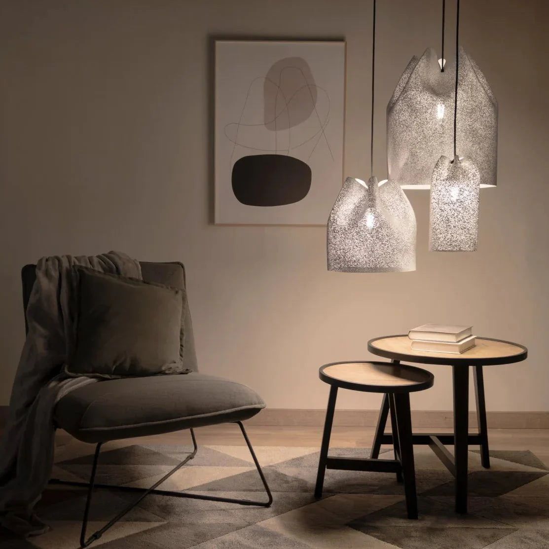 Agasallo Pendant, Wide, 32 cm ø, Steel Mesh, E27, Triac Dim, IP20