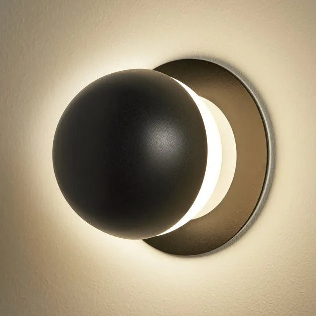 Alfi Wall Light, White Glass with Front Black Cap, LED, Recessed, On/Off, IP20