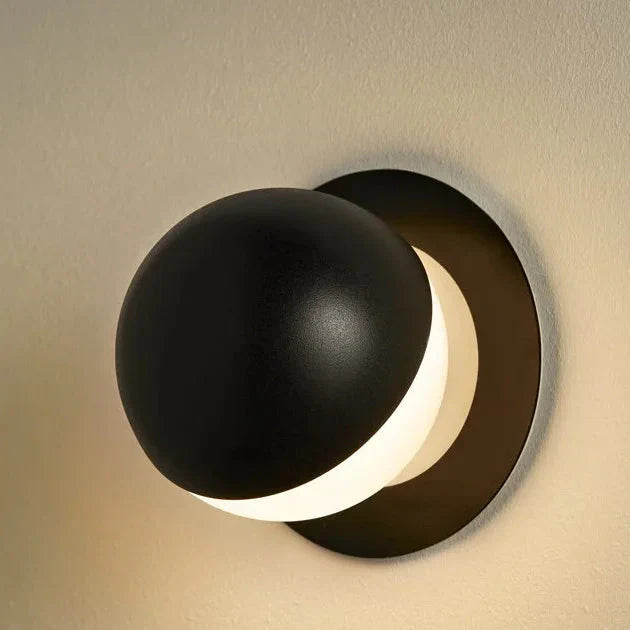 Alfi Wall Light, White Glass with Tilted Black Cap, LED, Recessed, On/Off, IP20
