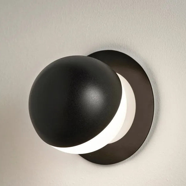 Alfi Wall Light, White Glass with Tilted Black Cap, LED, Recessed, On/Off, IP20