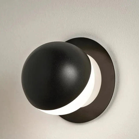 Alfi Wall Light, White Glass with Tilted Black Cap, LED, Recessed, On/Off, IP20