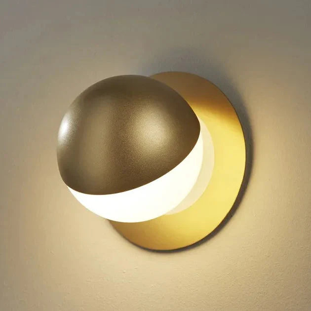 Alfi Wall Light, White Glass with Tilted Gold Cap, LED, Recessed, On/Off, IP20
